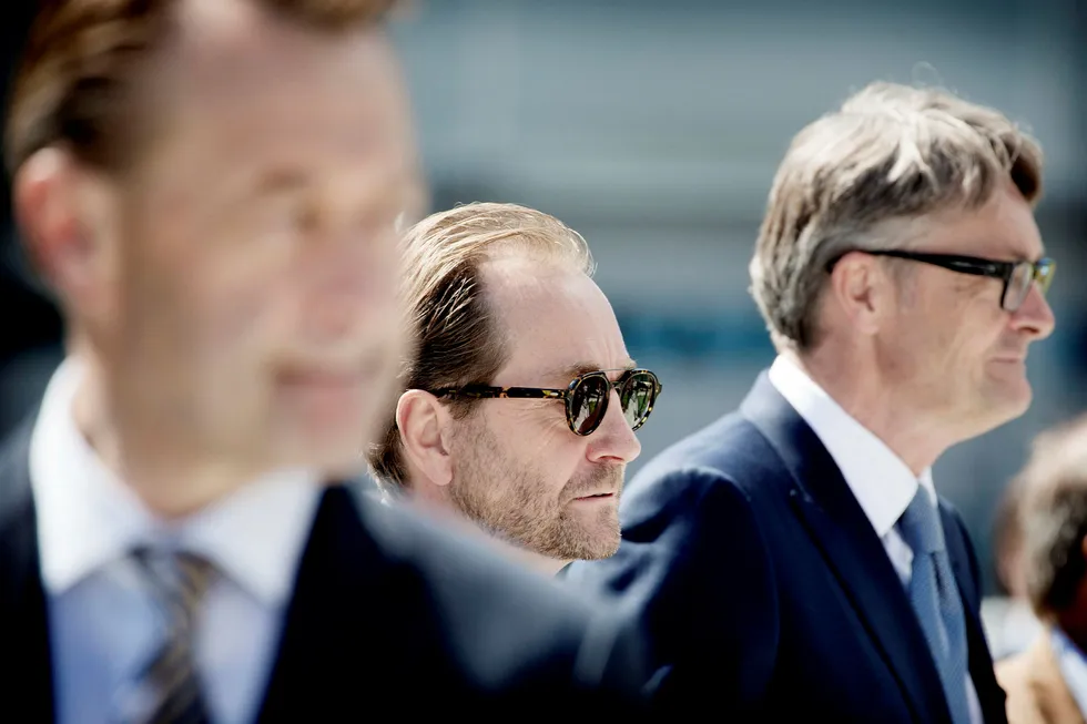 Kjell Inge Røkke og Aker sjef Øyvind Eriksen (til høyre) kan glede seg over økte Aker-verdier i første kvartal.