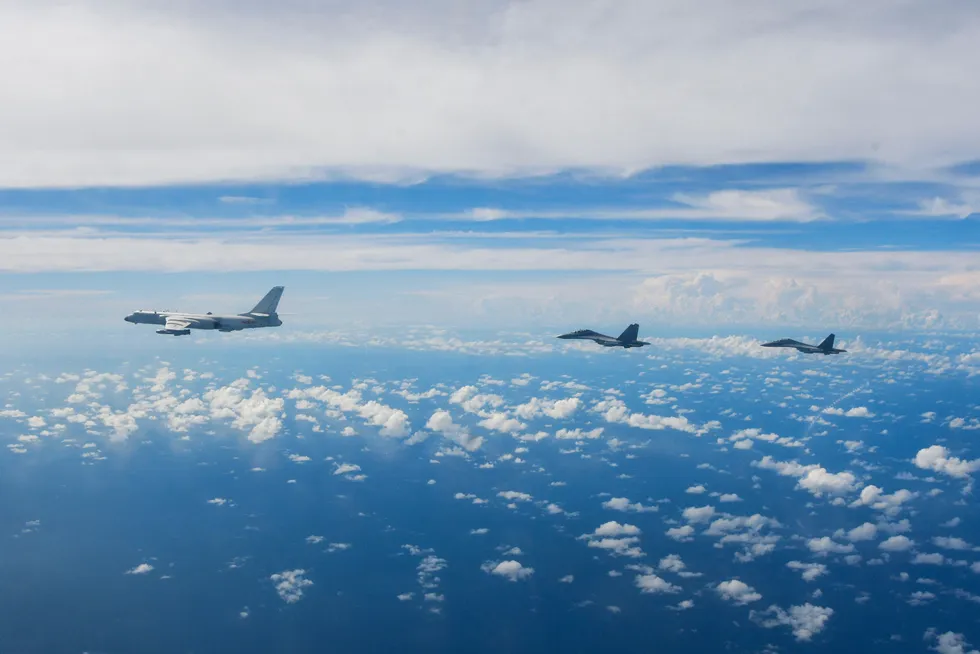 Training: Chinese warplanes conduct a combat exercise offshore Taiwan on 7 August