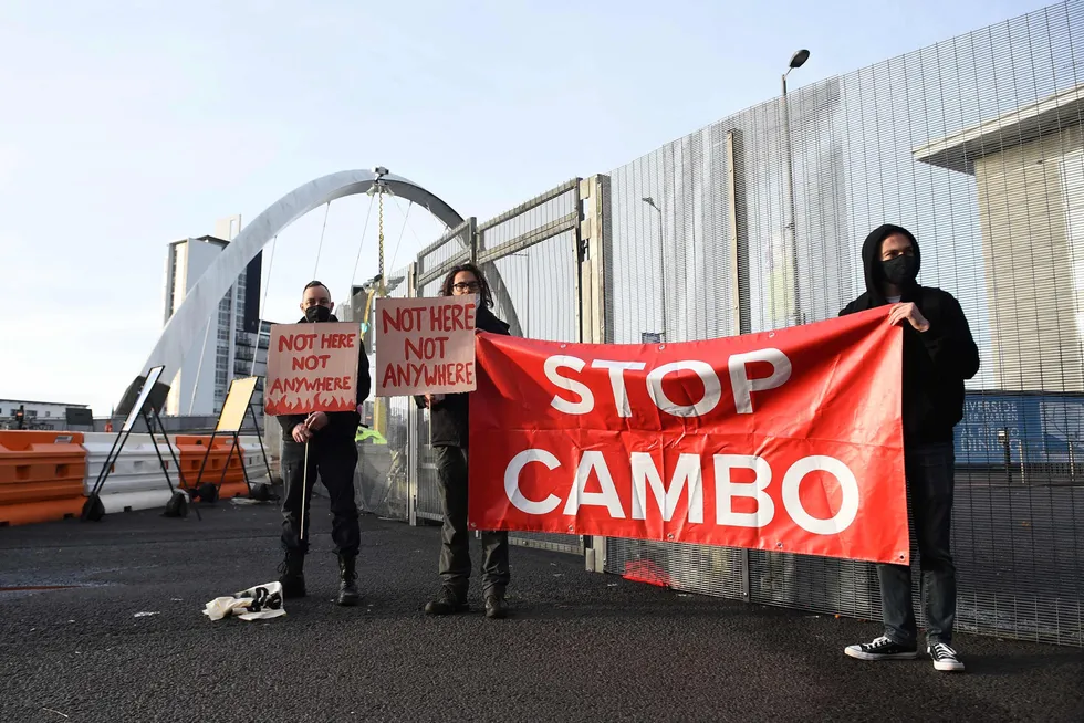 Activists: A protest against the Cambo oilfield project on the sidelines of the COP26 climate change conference in Glasgow