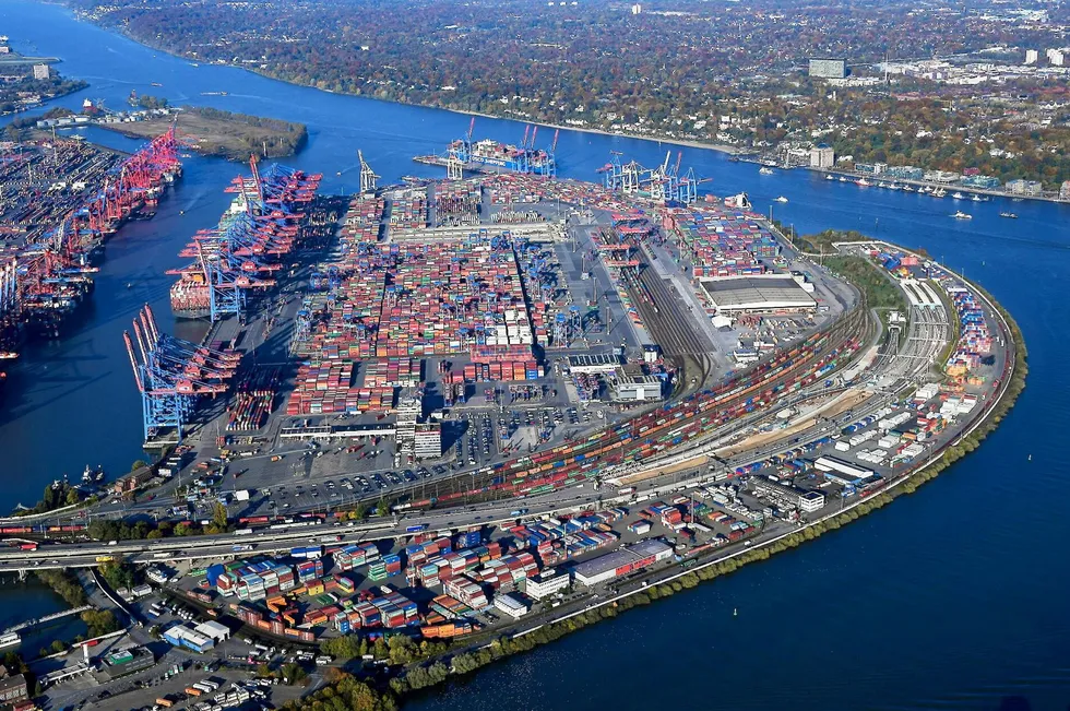 An aerial view of the Port of Hamburg.
