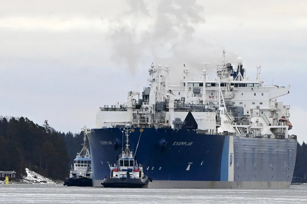 Docking: The Exemplar FSRU seen arriving at Inkoo port, west of Helsinki