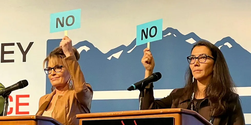 US House Rep Mary Peltola (right) has made fisheries management a key focus of her time in Congress. She will face opponent Sarah Palin once again in November in an election to keep her Alaska House seat into next year.