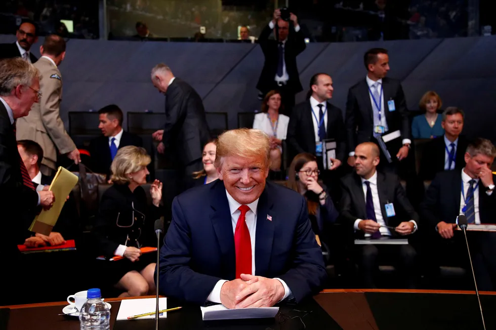 Donald Trump under Nato-toppmøtet onsdag kveld. Foto: François Lenoir REUTERS/ NTB Scanpix