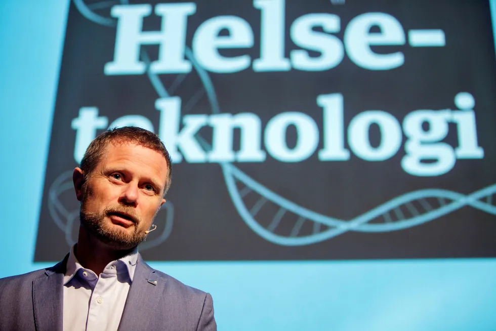 – Teknologi er helt avgjørende for å realisere et mer menneskelig helsevesen, sa helseminister Bent Høie (H) under DNs helseteknologikonferanse onsdag Foto: Javad Parsa