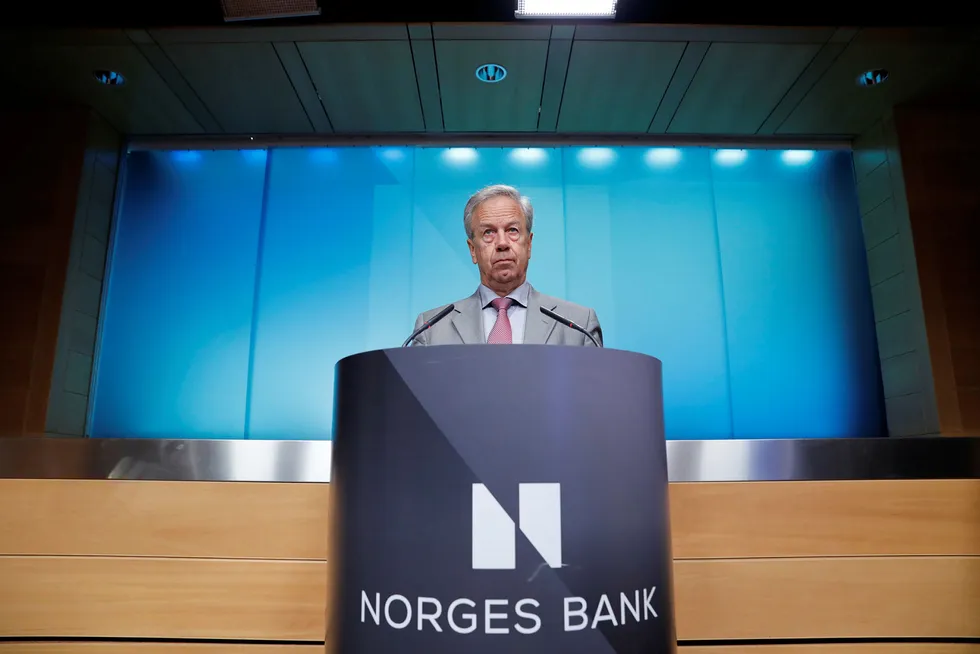 Sentralbanksjef Øystein Olsen legger torsdag frem Norges Banks rentebeslutning. Foto: Kallestad, Gorm