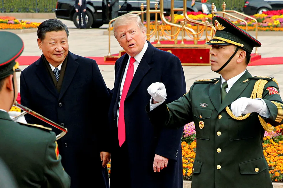 USAs president Donald Trump og Kinas president Xi Jinping under førstnevntes Kina-besøk i november 2017.