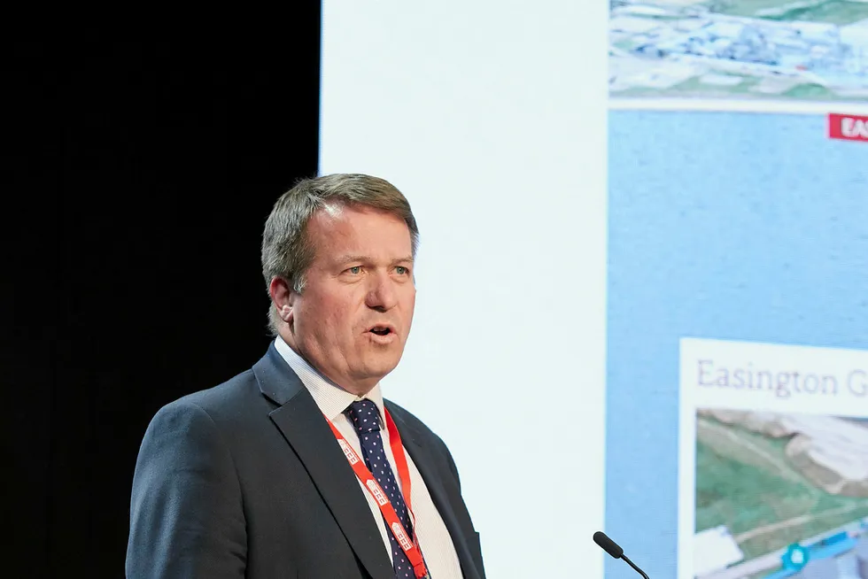 Centre stage: Premier Oil UK managing director Paul Williams speaks at the East of England Energy Group SNS2019 conference