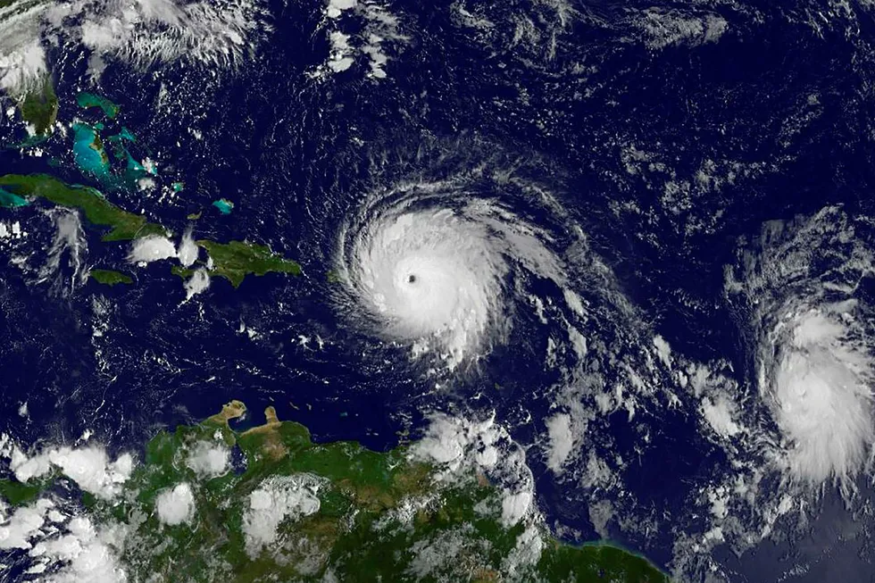Orkanen Irma er den sterkeste som noen gang er målt, ifølge National Hurricane Center i USA. Stormsystemet er på vei mot Florida. Foto: HO/AFP/NTB Scanpix