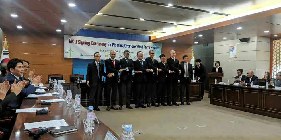Partners celebrate the signing of the MoU with Ulsan.