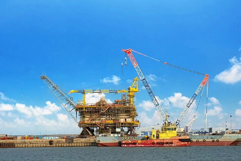 Long road: construction of Garagol Deniz West drilling and development platform near the Caspian shore in Turkmenistan