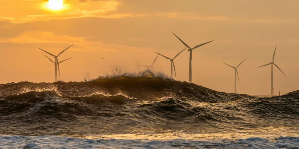 Wind turbines off the northeast coast of England.