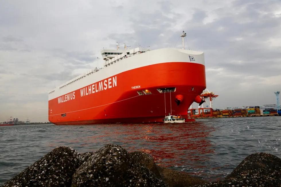 Skipet Theben fra Wilh. Wilhelmsen Wallenius. Selskapet legger frem tall for tredje kvartal den 1. november.
