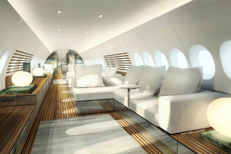 Slik skal de nye luksuskabinene se ut på Airbus A220-flyene.