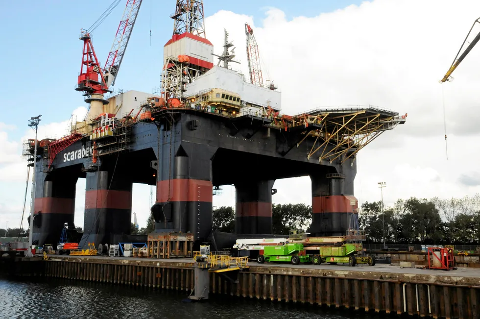 New lease of life: Saipem’s rig Scarabeo 5 will be converted into a floating production unit at CIMC Raffles.