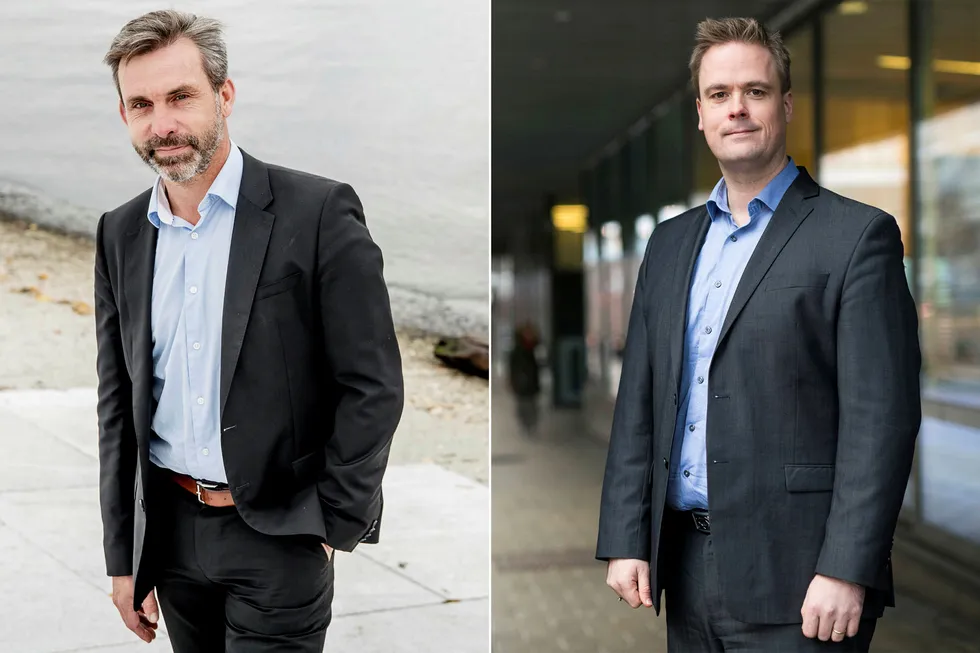 Økonom og kjemiker Endre Jo Reite (til høyre) har liten tro på forretningsmodellen til fornybarselskapet Quantafuel. Han får imidlertid hard medfart fra selskapets administrerende direktør Kjetil Bøhn.