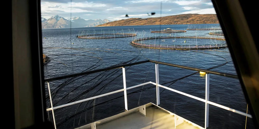 Hvordan vil klimaet i havet og langs norskekysten egentlig være i årene fremover? Her fra Lerøy Auroras anlegg i Kågen i Nord-Troms.