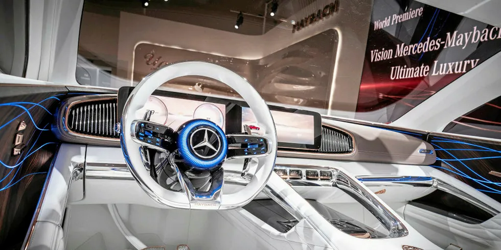 Inside a Mercedes.