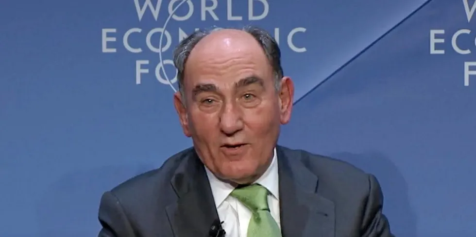Iberdrola' s Ignacio Galan discusses challenges to the tripling-up pledge at Davos.