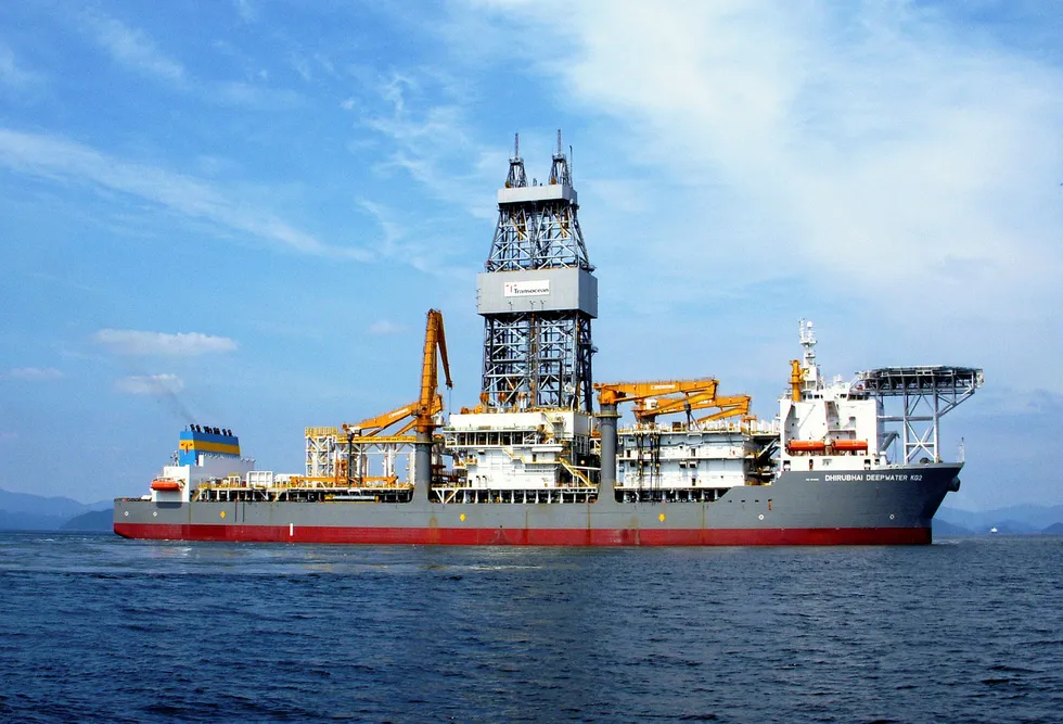 On standby: the Transocean drillship Dhirubhai Deepwater KG2 will remain off Myanmar at a reduced rate from November until Woodside starts its drilling campaign