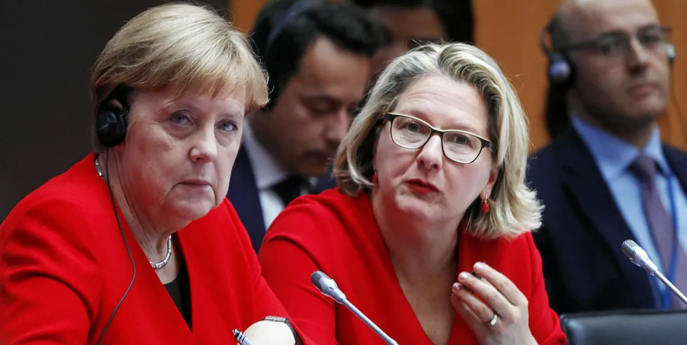German Chancellor Angela Merkel and environment minister Svenja Schulze.