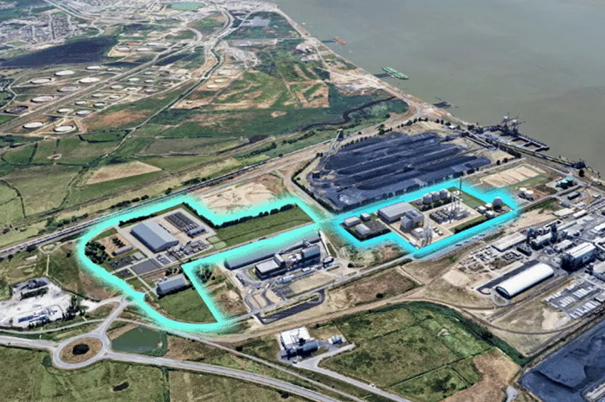 The location of the projects by Lhyfe in green and Elyse Energy in blue, in the Montoir-de-Bretagne industrial port zone.