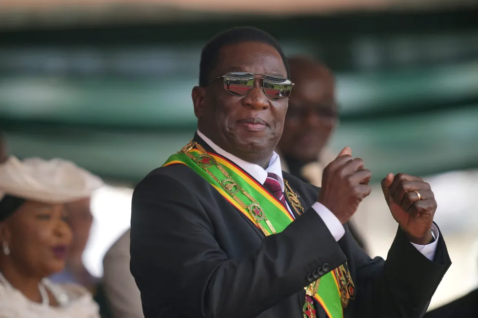 Upbeat: Zimbabwe President Emmerson Mnangagwa.