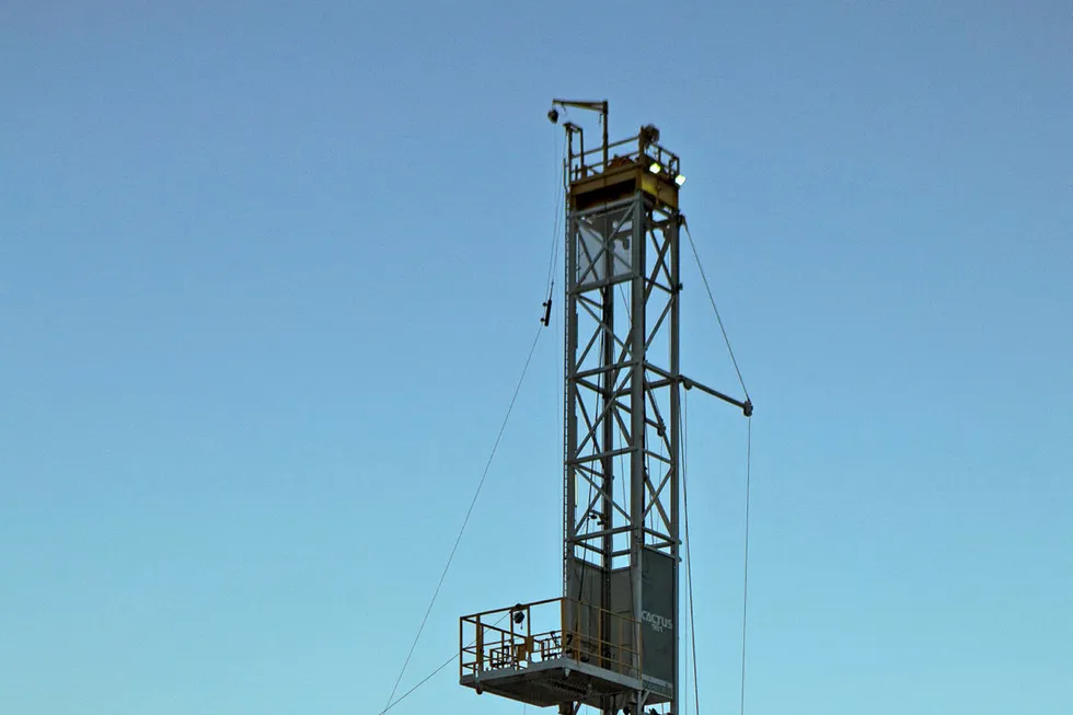 Developments: a rig drilling in the Woodford shale