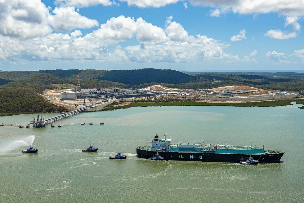 Exports: an LNG carrier leaves the Gladstone LNG plant in Queensland.
