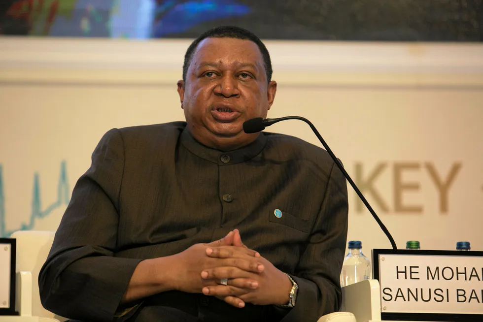 Opec secretary general Mohammed Barkindo speaking at the 22nd World Petroleum Congress on 12 July