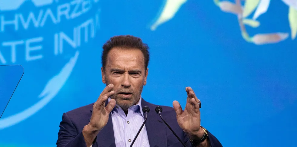Arnold Schwarzenegger delivers a climate message.