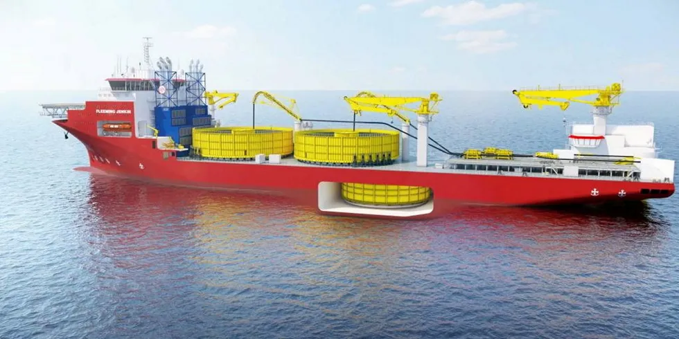 Jan De Nul recently ordered cable installation vessel, the Fleeming Jenkin (pictured), which it said is for "exactly this type of project: long distances, great depths".
