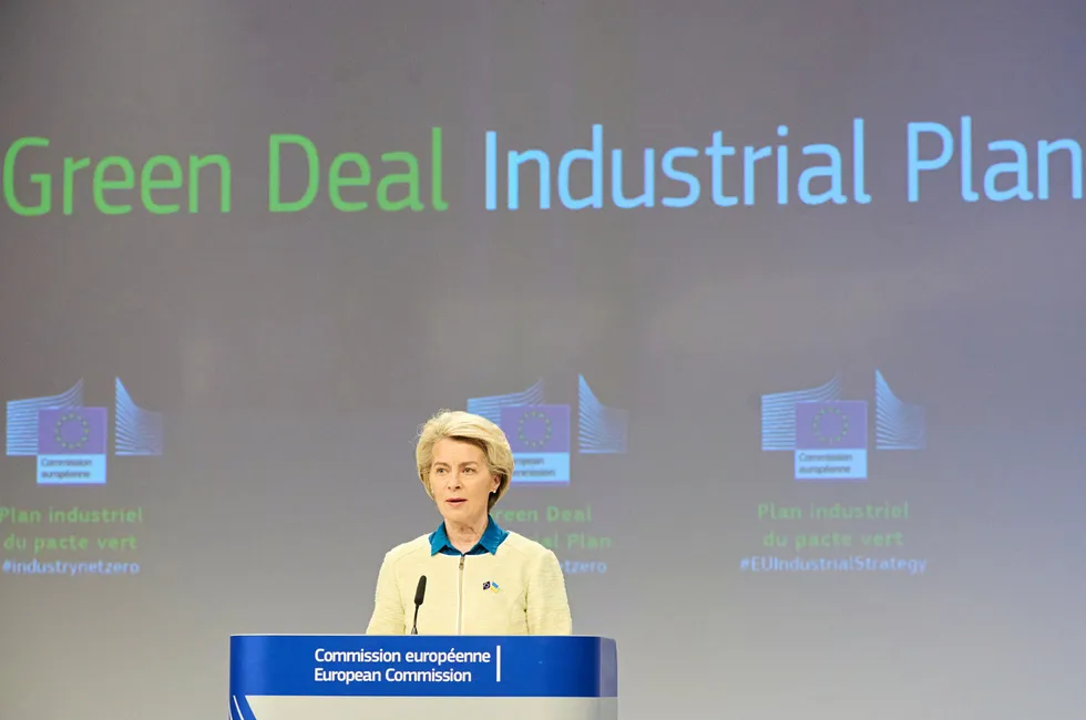 European Commission President Ursula von der Leyen unveiling the Green Deal Industrial Plan in Brussels last Wednesday.