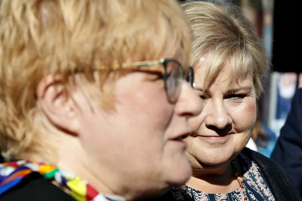 Statsminister Erna Solberg bidrar til Venstres valgkamp i håp om å få partiet over sperregrensen. Foto: Bøe, Torstein,/NTB scanpix