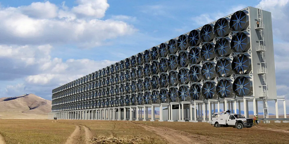A rendering of a Carbon Engineering direct air capture plant.