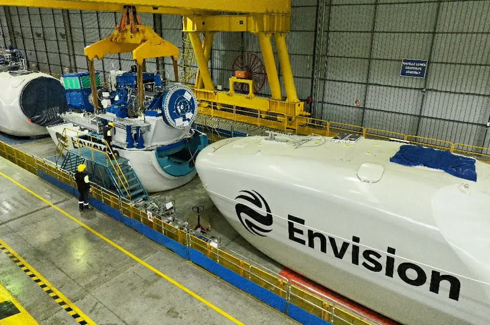 A nacelle for a turbine being produced by Chinese wind turbine maker Envision Energy, which was by one recent estimate the top seller of wind turbines globally.