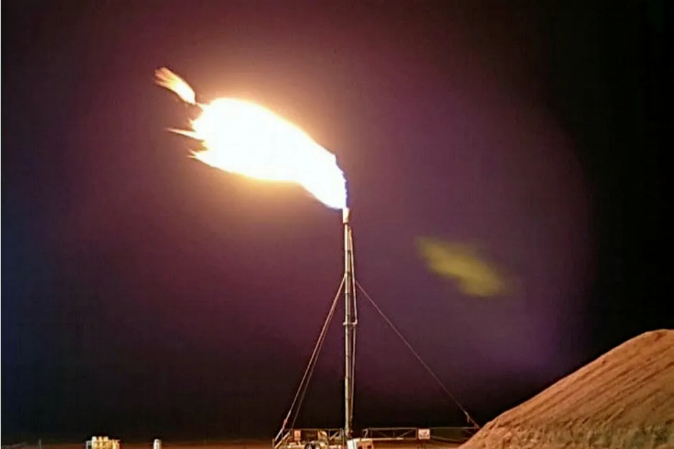 Promising sign: gas flare at Vali-1 ST1 well in Queensland