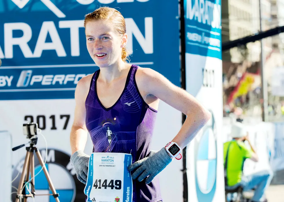Hilde Aders vant Oslo maraton i 2017. – Jeg tar bilde av pulsklokken hvis det har gått skikkelig bra, sier hun.