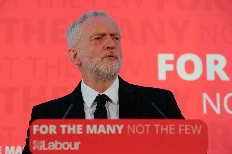 Labour-leder Jeremy Corbyn under et arrangement søndag. Foto: ANDY BUCHANAN / AFP / NTB Scanpix