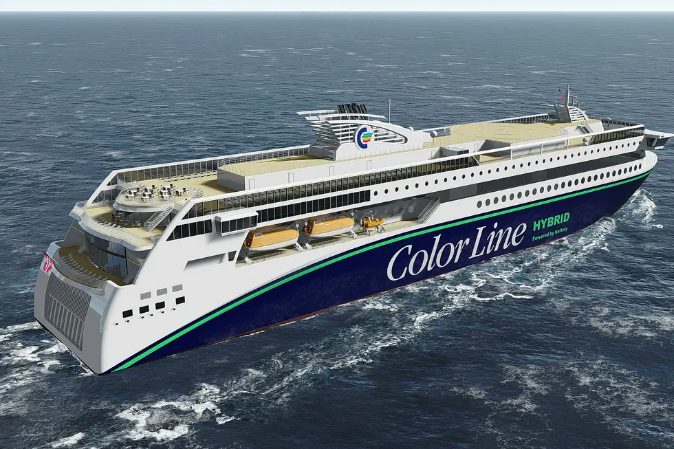 Color Line vil bygge verdens største hybridskip. Foto: Ulstein Group