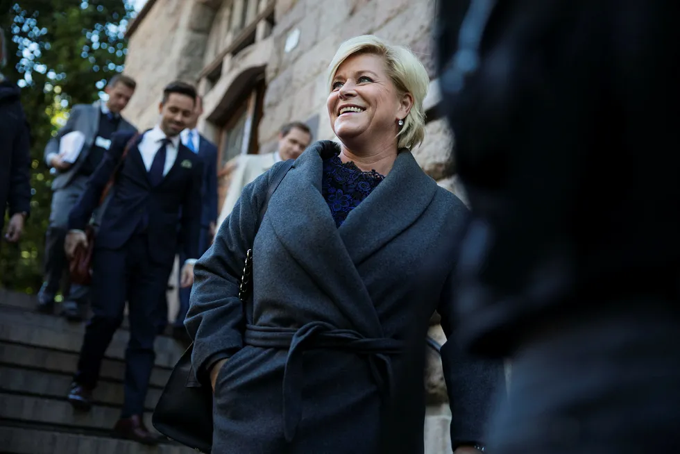 Finansminister Siv Jensen har i likhet med sin forgjenger økt bruken av oljepenger. Foto: Per Thrana