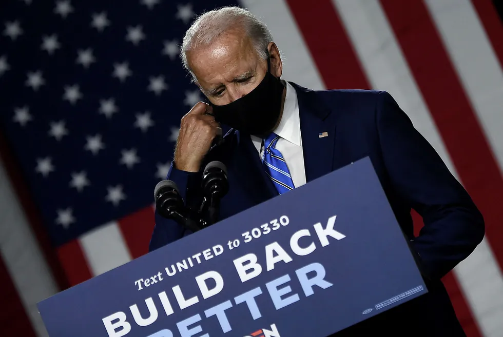 Ambitious plans: Democratic presidential candidate and former vice president Joe Biden arrives to speak at a "Build Back Better" clean energy event on 14 July in Wilmington, Delaware.