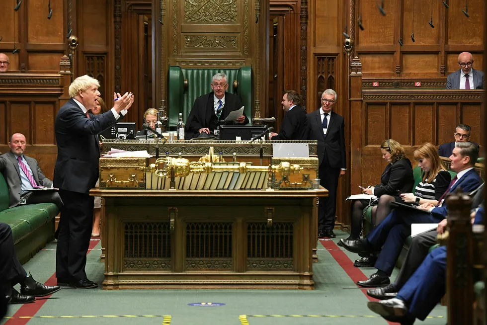 Statsminister Boris Johnson i Parlamentet i London tidligere denne måneden.