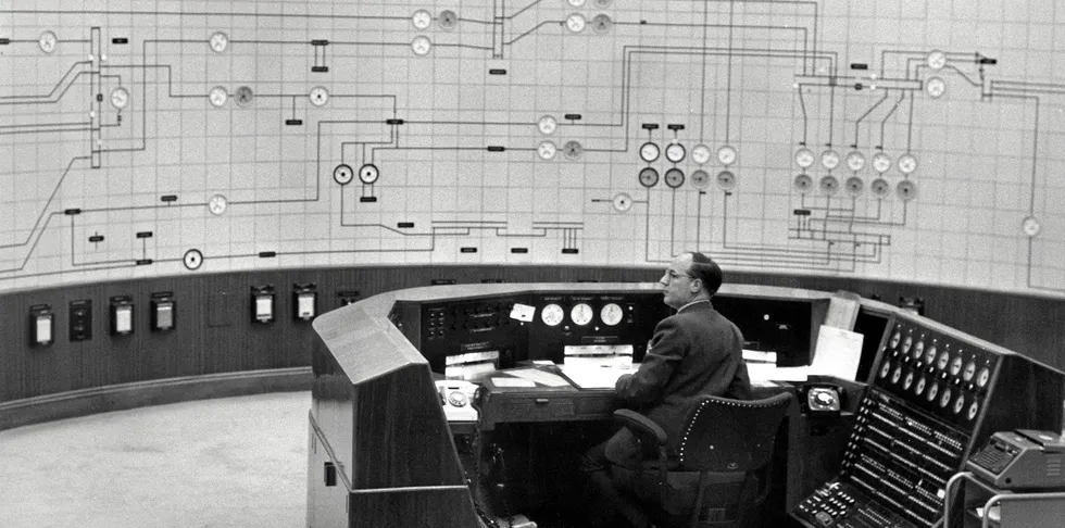 The Chief Control Operator of National Grid Control Room, UK, in the 1960s.