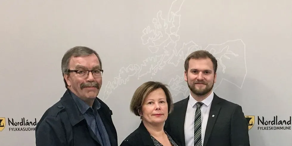 Fylkestingsrepresentantene Kurt Jenssen, Siv Mossleth og Willfred Nordlund. Nordlund er førstekandidat for Nordland Senterparti ved Stortingsvalget, Mossleth er gruppeleder og andrekandidat, Jenssen er varaordfører i Hadsel. Foto: Privat