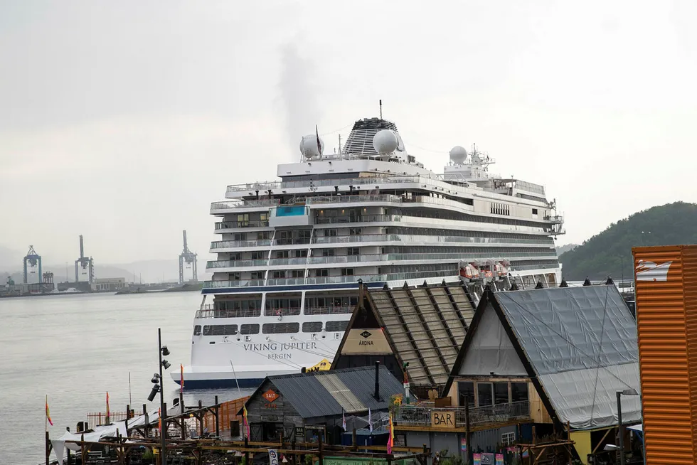 Revierkaia i Bjørvika blir den eneste som blir tilrettelagt for cruisetrafikk i Oslo, om byrådet får det som de vil. Foto: Terje Pedersen / NTB Scanpix