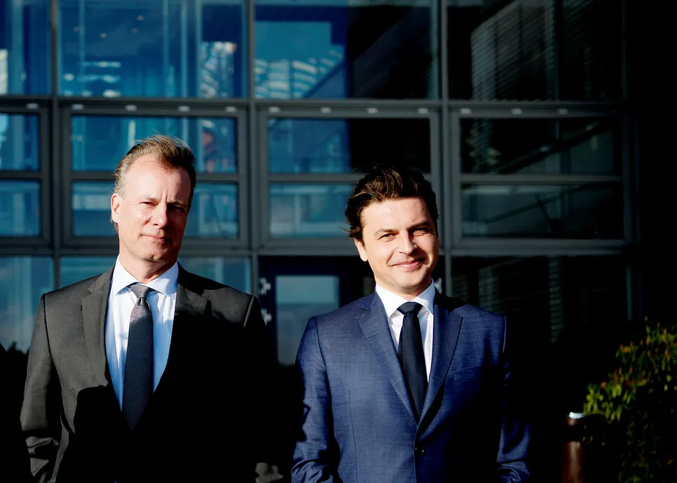 Johan H. Andresen (til venstre) eier investeringsselskapet Ferd. Til høyre er konsernsjef Morten Borge.