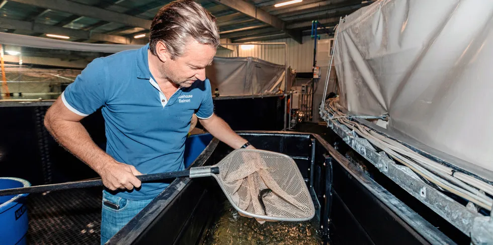 Atlantic Sapphire CEO Johan Andreassen at the company's Miami land-based salmon farming site.