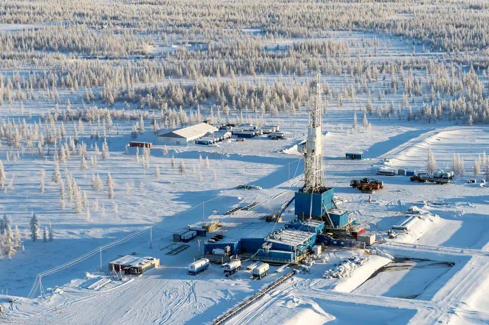 At work: a drilling rig at the Urengoy gas field in West Siberia, targeting untapped deep Achimov formations