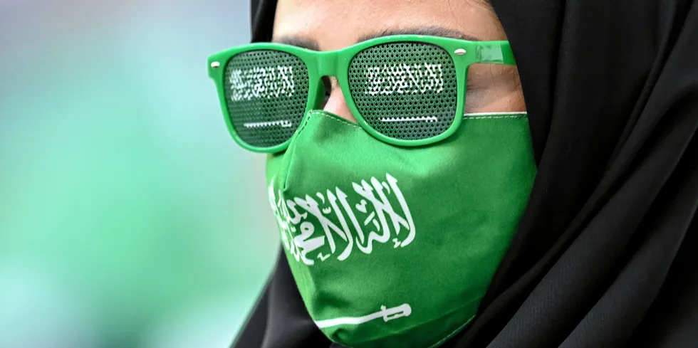 A Saudi Arabia fan at the World Cup in Qatar, where the nation's team is competing.
