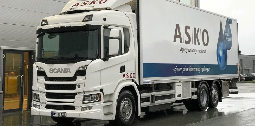 A Scania hydrogen-powered truck to delivered to Swedish household appliance company Asko in 2020.
